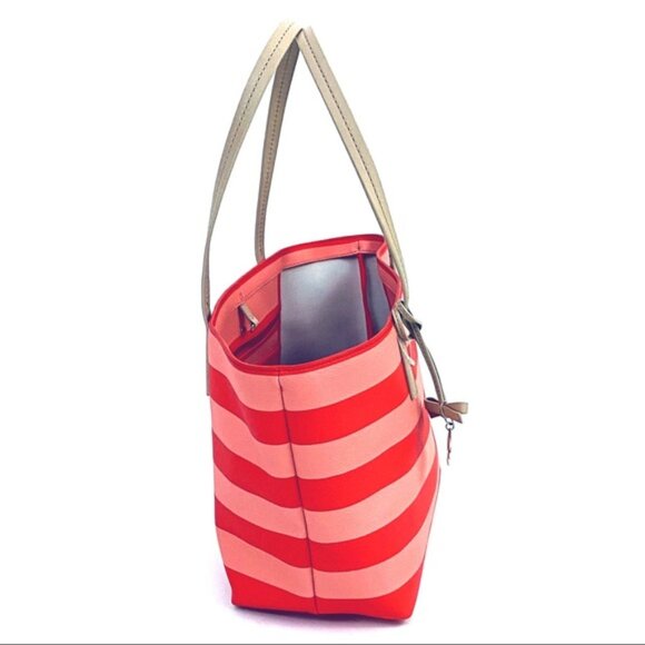 Kate Spade | Hawthorne Lane | Ryan Tote Bag | Geranium + Guava Stripe - PINK - Picture 3 of 16